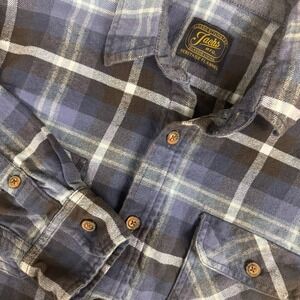 Flannel Shirt Mens L Heritage Plaid Button Up Heavy Cotton Outdoor Work Grunge